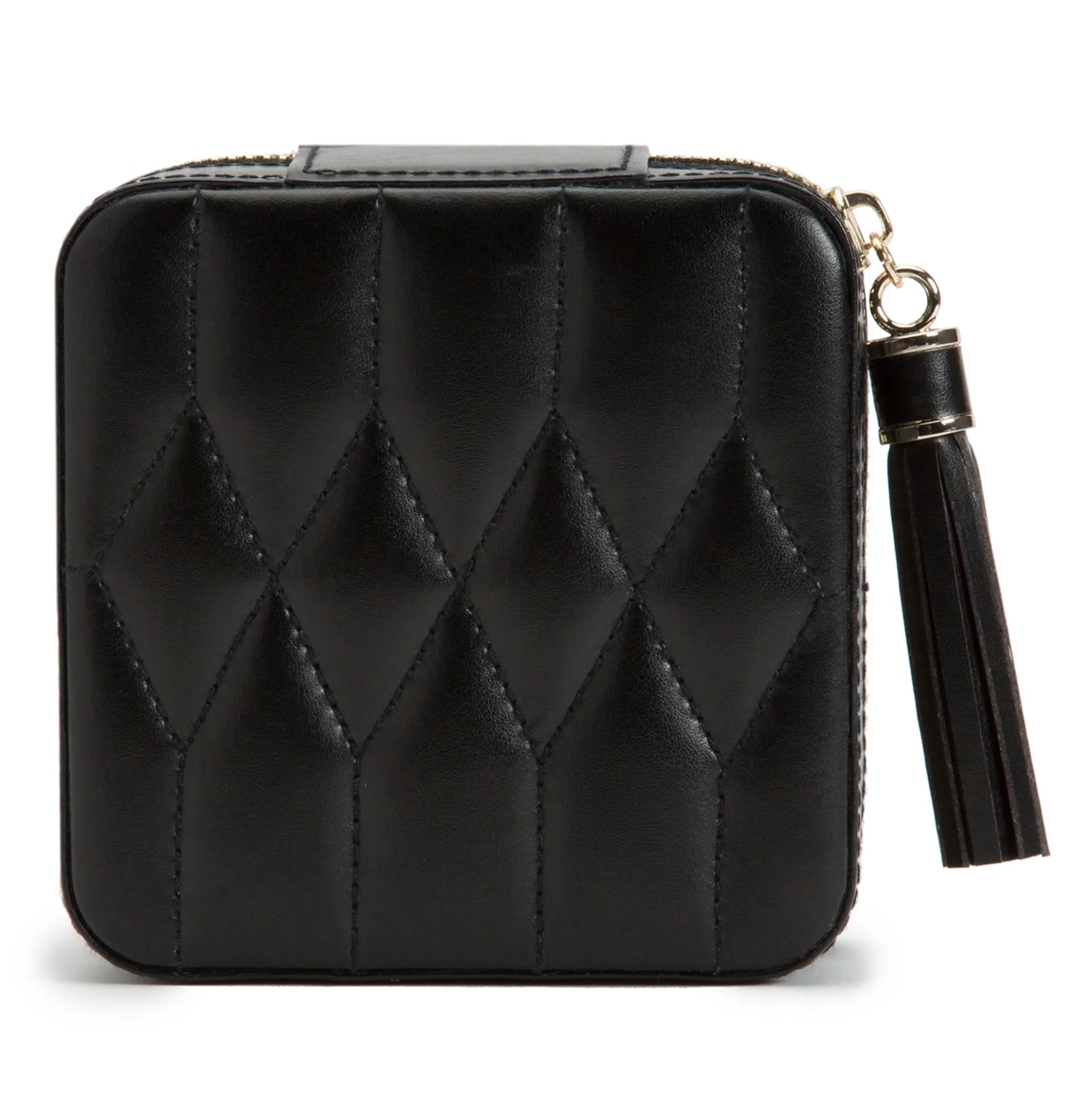 WOLF Caroline Black Leather Zip Travel Case