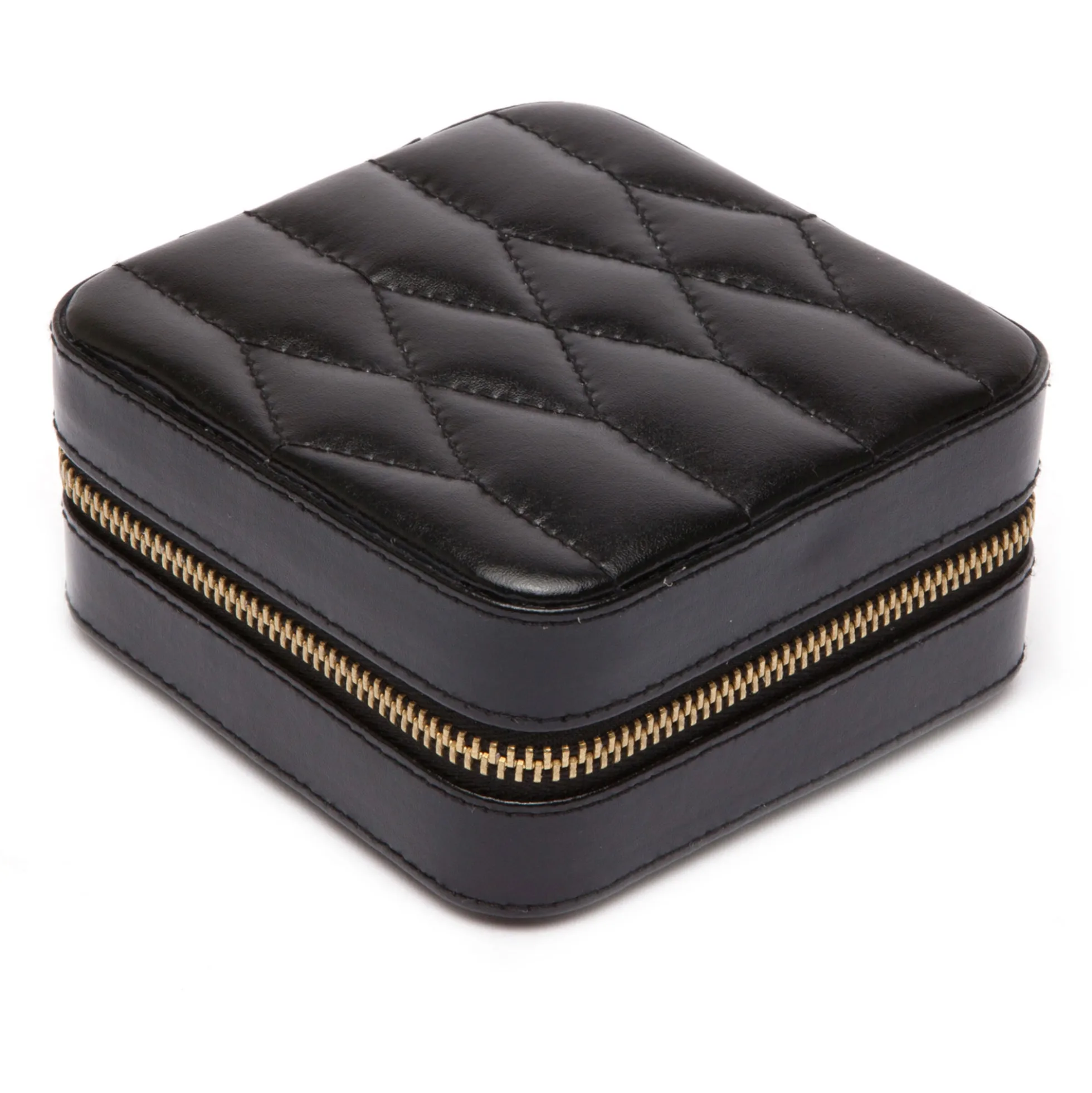 WOLF Caroline Black Leather Zip Travel Case