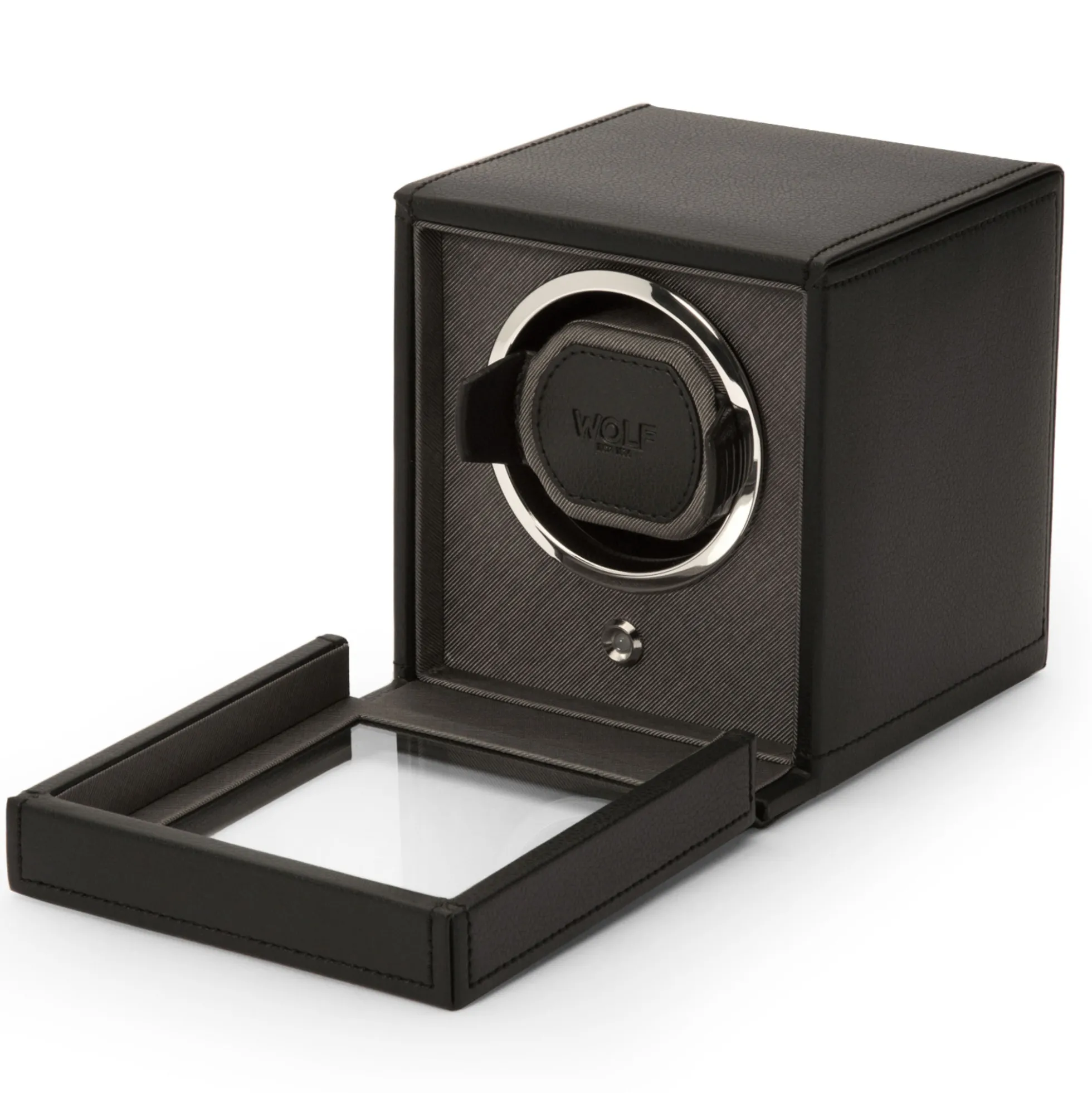 WOLF Cub Single Watch Winder With Cover, Black