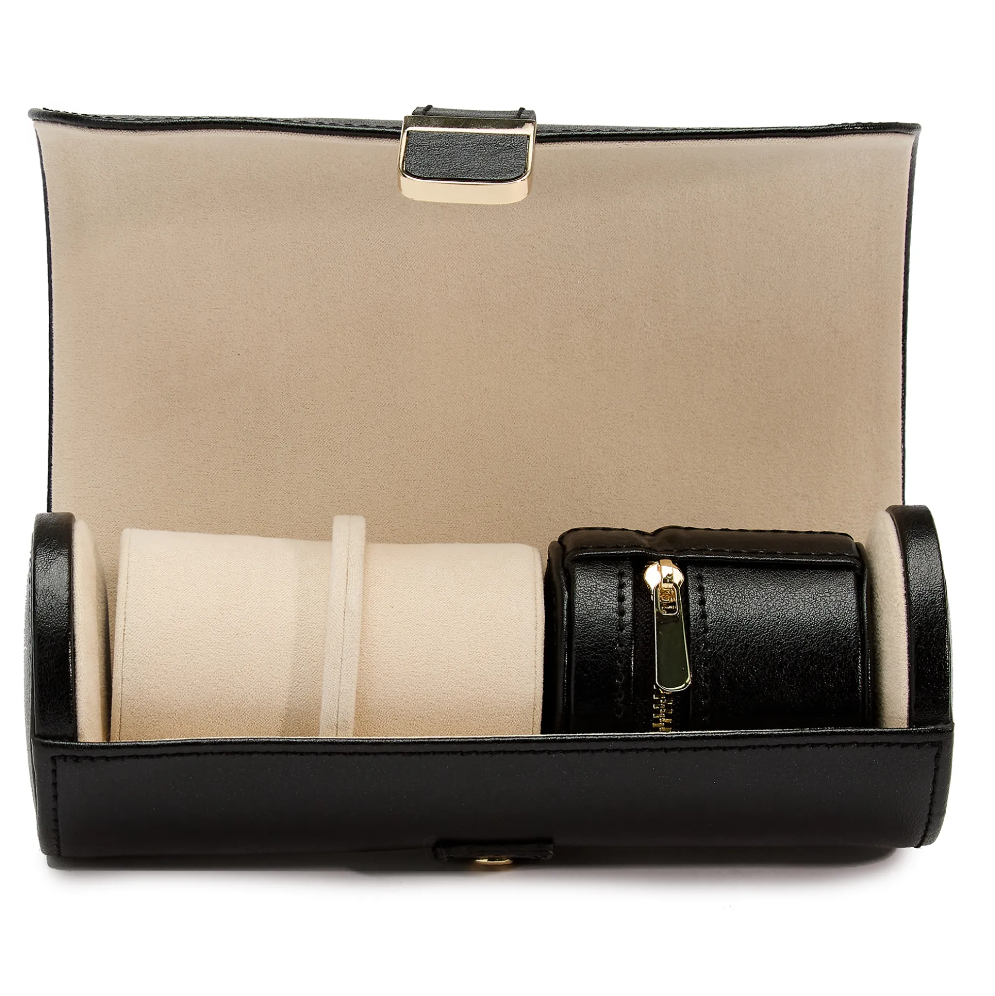 WOLF Palermo Double Watch Roll with Jewelry Pouch