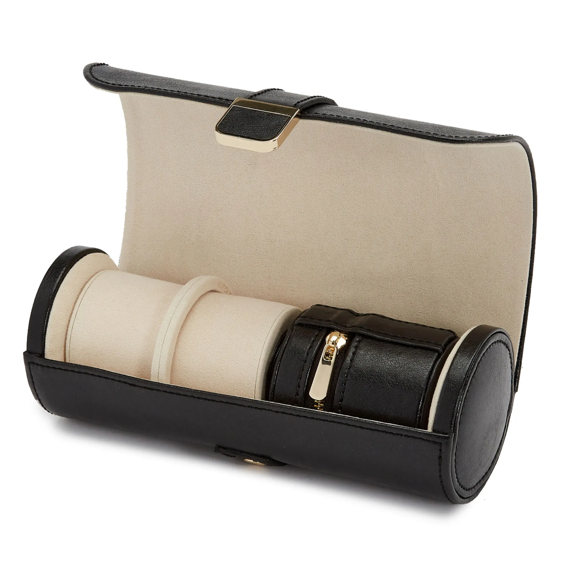 WOLF Palermo Double Watch Roll with Jewelry Pouch