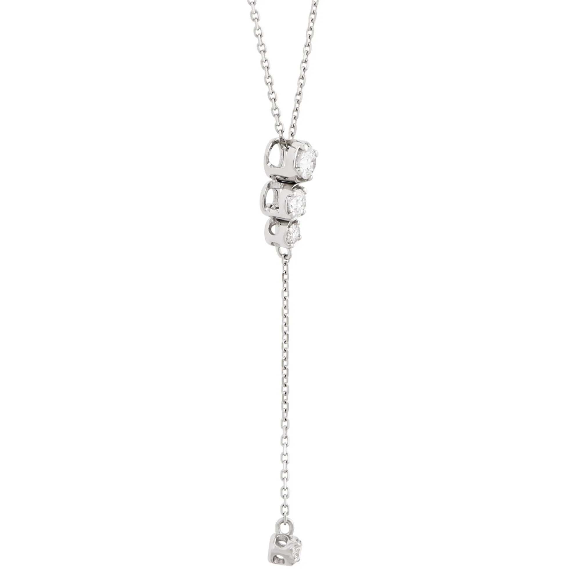 Y-Drop Diamond Pendant Necklace, 14K White Gold