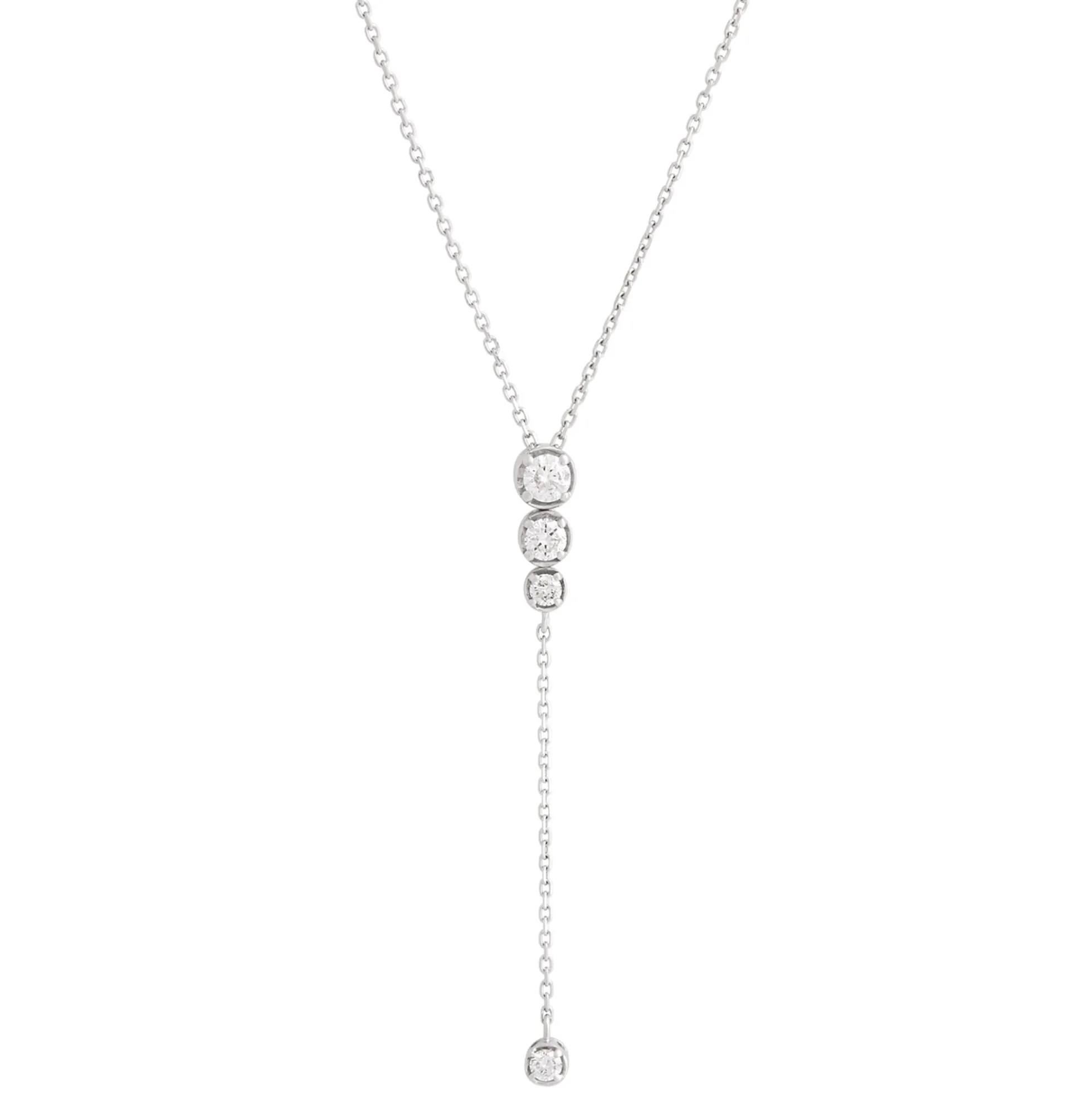Y-Drop Diamond Pendant Necklace, 14K White Gold