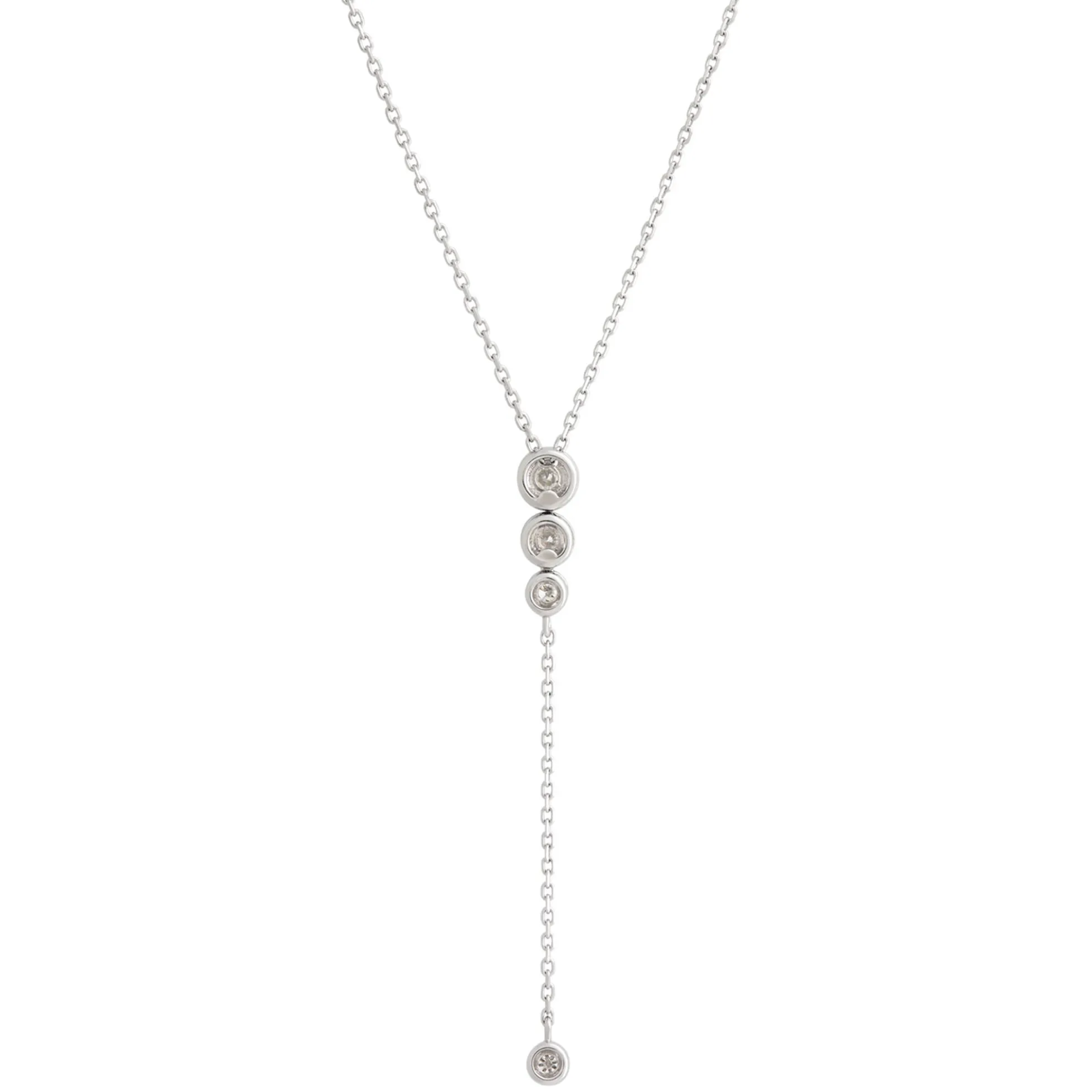 Y-Drop Diamond Pendant Necklace, 14K White Gold