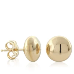 Yellow Gold Button Earrings 14K, 8mm