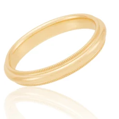 Yellow Gold Polished Milgrain Edge Comfort Fit 3mm Band 18K