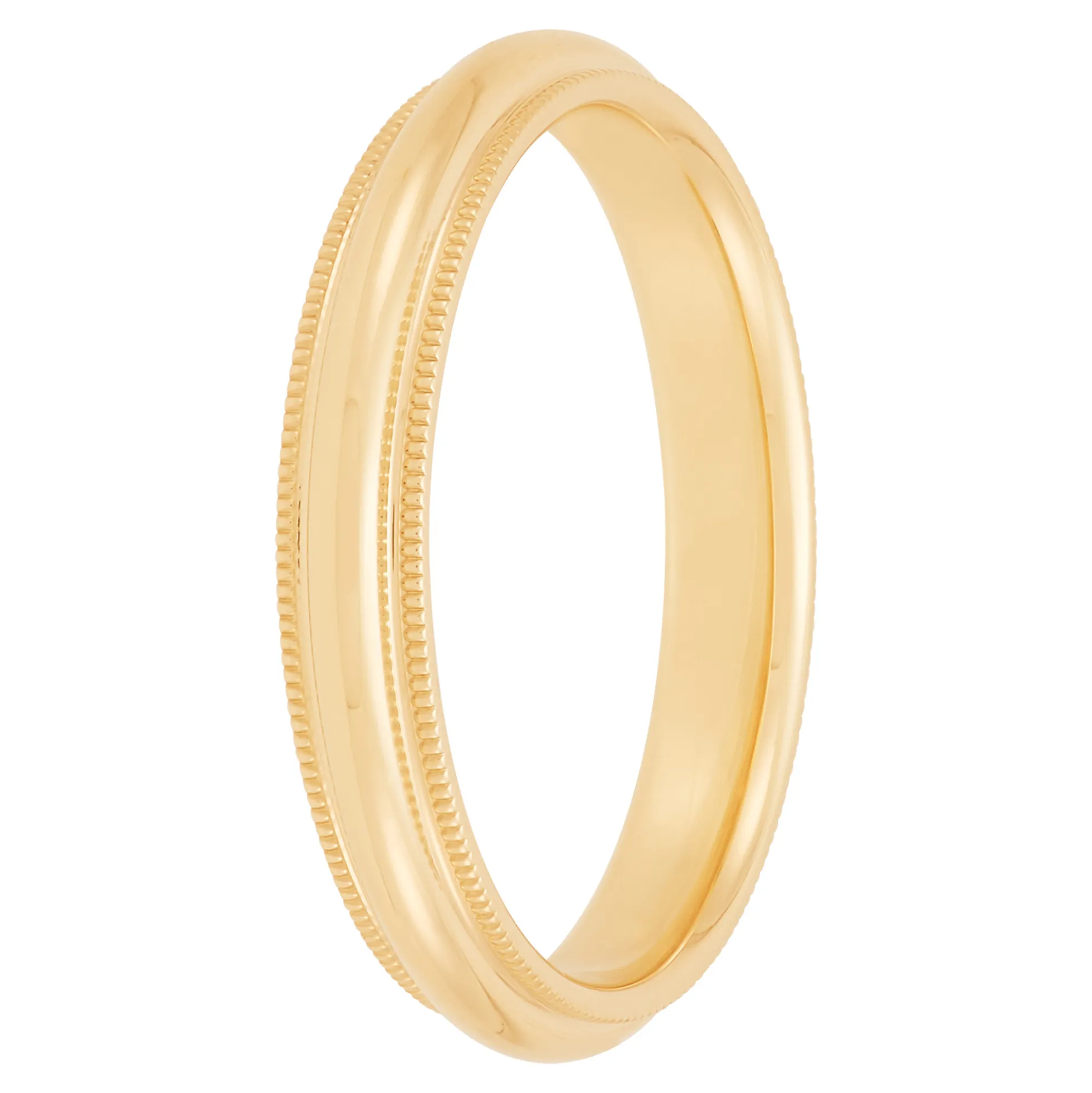 Yellow Gold Polished Milgrain Edge Comfort Fit 3.5mm Band 18K