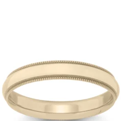 Yellow Gold Polished Milgrain Edge Comfort Fit 4mm Band 14K