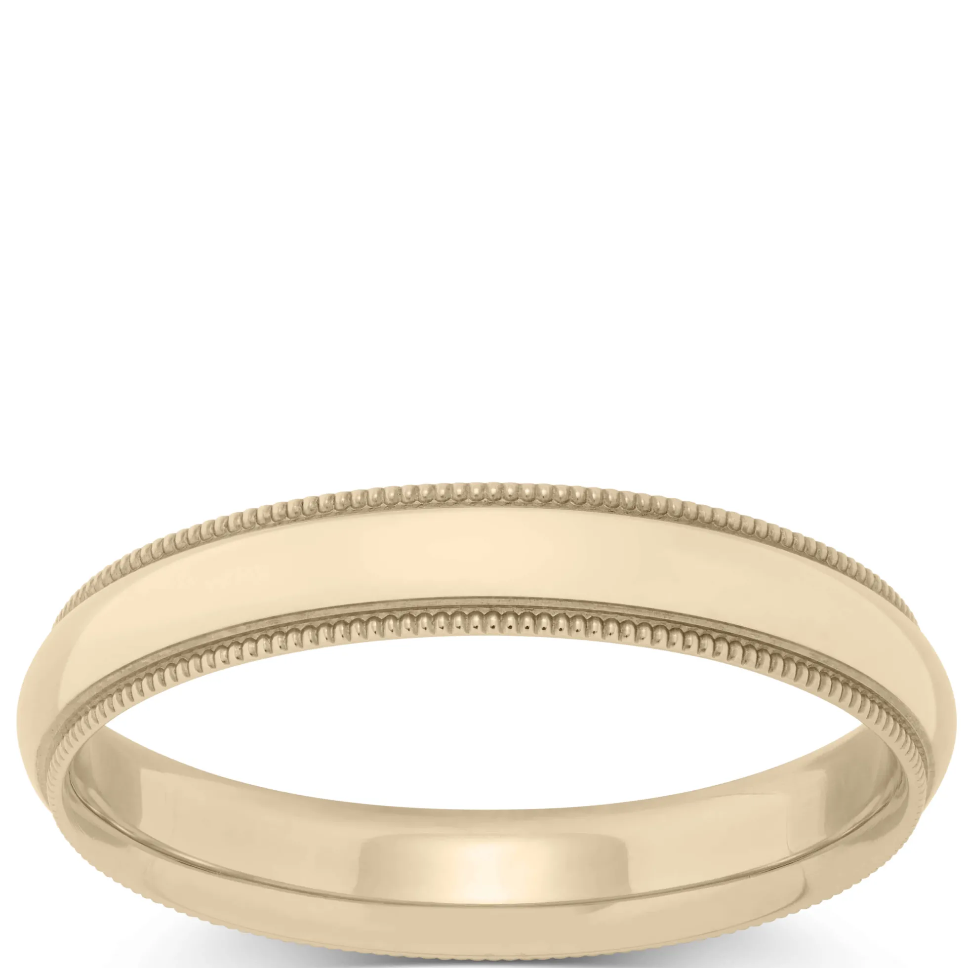 Yellow Gold Polished Milgrain Edge Comfort Fit 4mm Band 14K