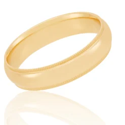 Yellow Gold Polished Milgrain Edge Comfort Fit 5mm Band 18K