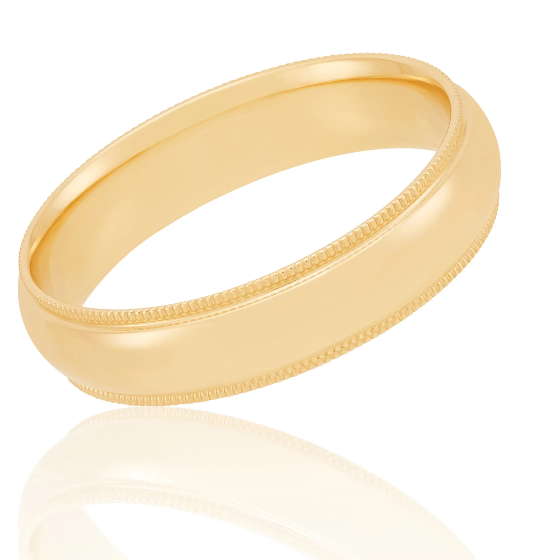 Yellow Gold Polished Milgrain Edge Comfort Fit 5mm Band 18K
