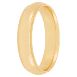 Yellow Gold Polished Milgrain Edge Comfort Fit 5mm Band 18K