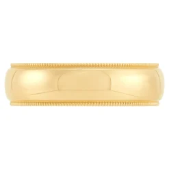 Yellow Gold Polished Milgrain Edge Comfort Fit 6mm Band 18K