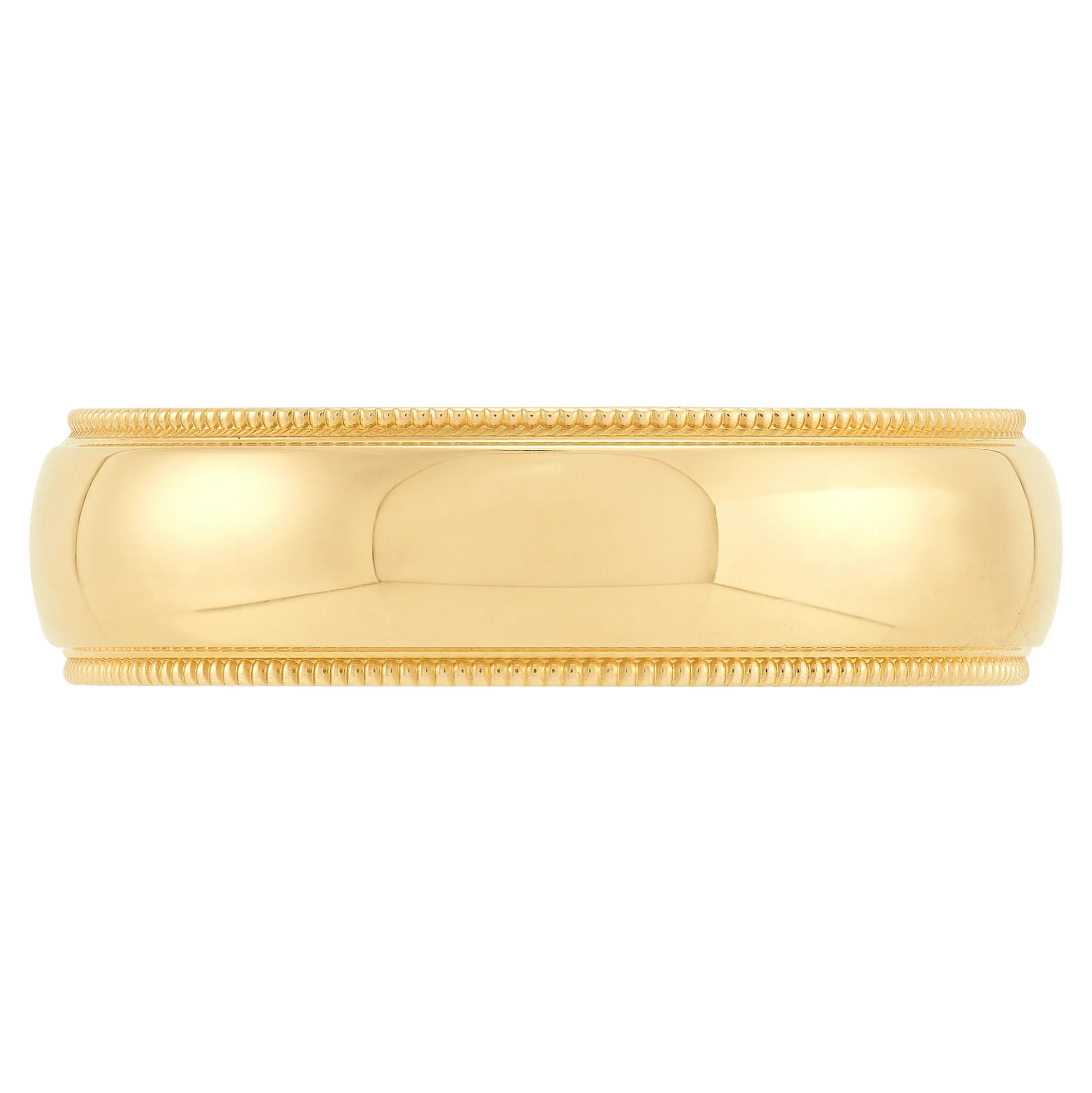 Yellow Gold Polished Milgrain Edge Comfort Fit 6mm Band 18K