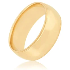 Yellow Gold Polished Milgrain Edge Comfort Fit 8mm Band 18K