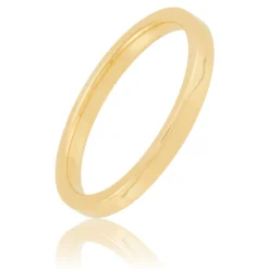 Yellow Gold Polished Pipe Comfort Fit 2mm Band 18K