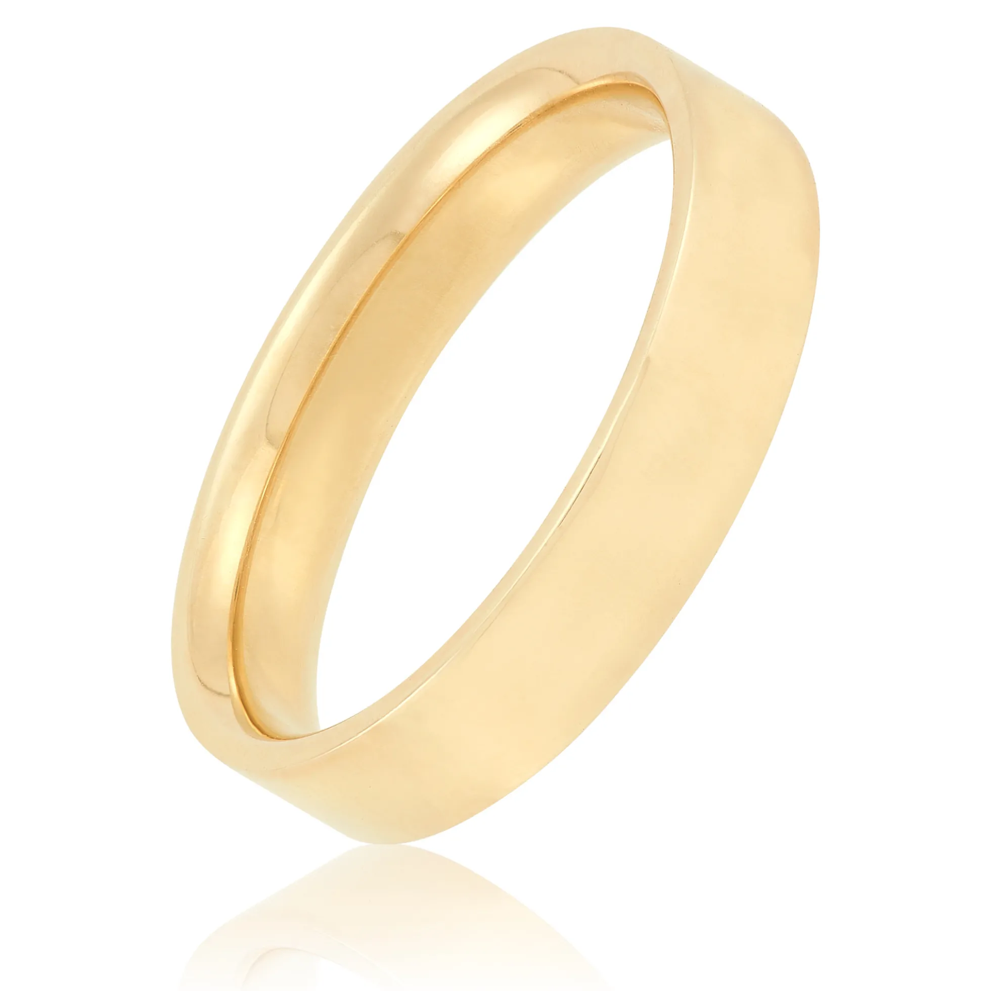 Yellow Gold Polished Pipe Comfort Fit 4mm Band 18K