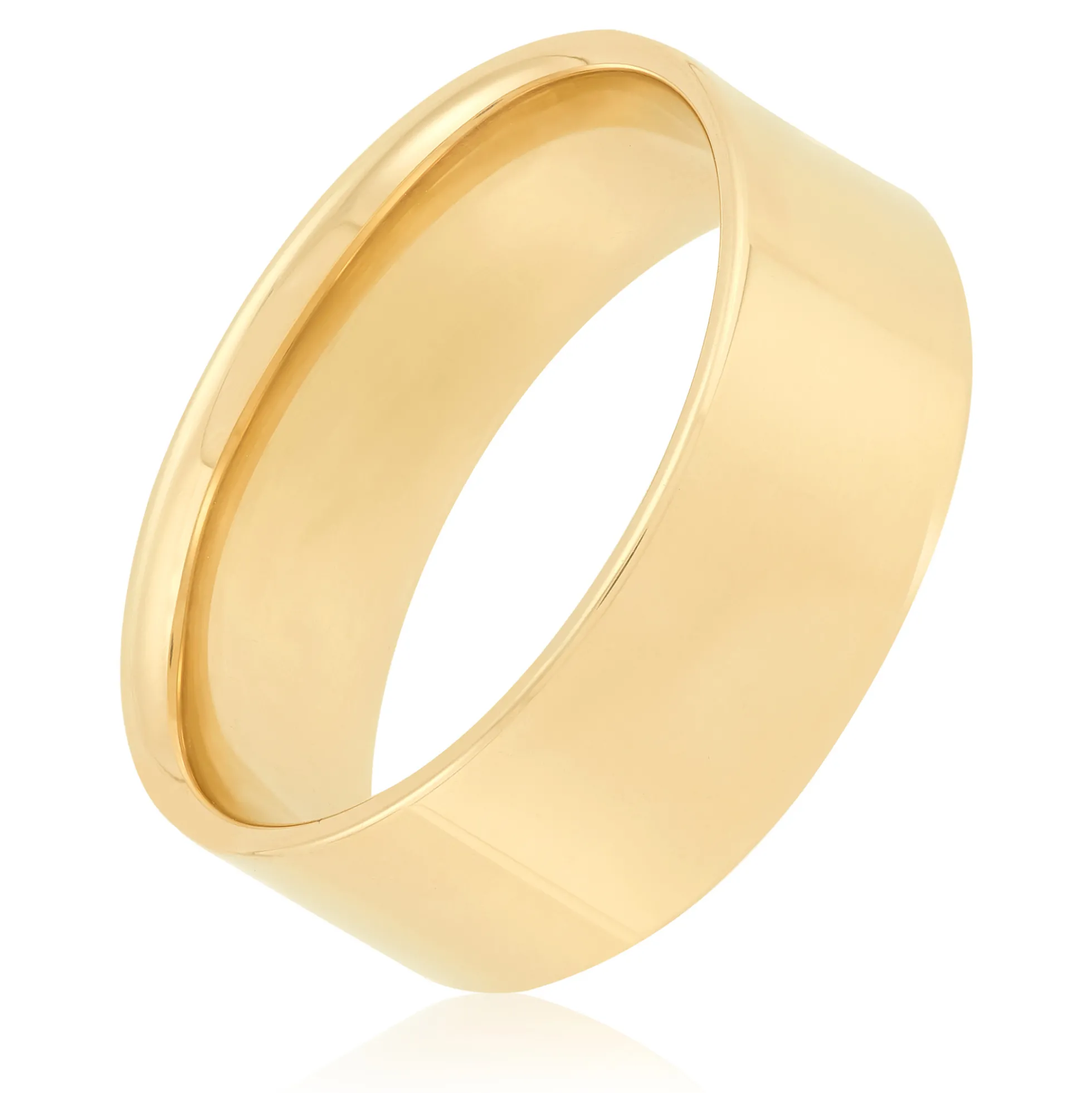 Yellow Gold Polished Pipe Comfort Fit 8mm Band 18K