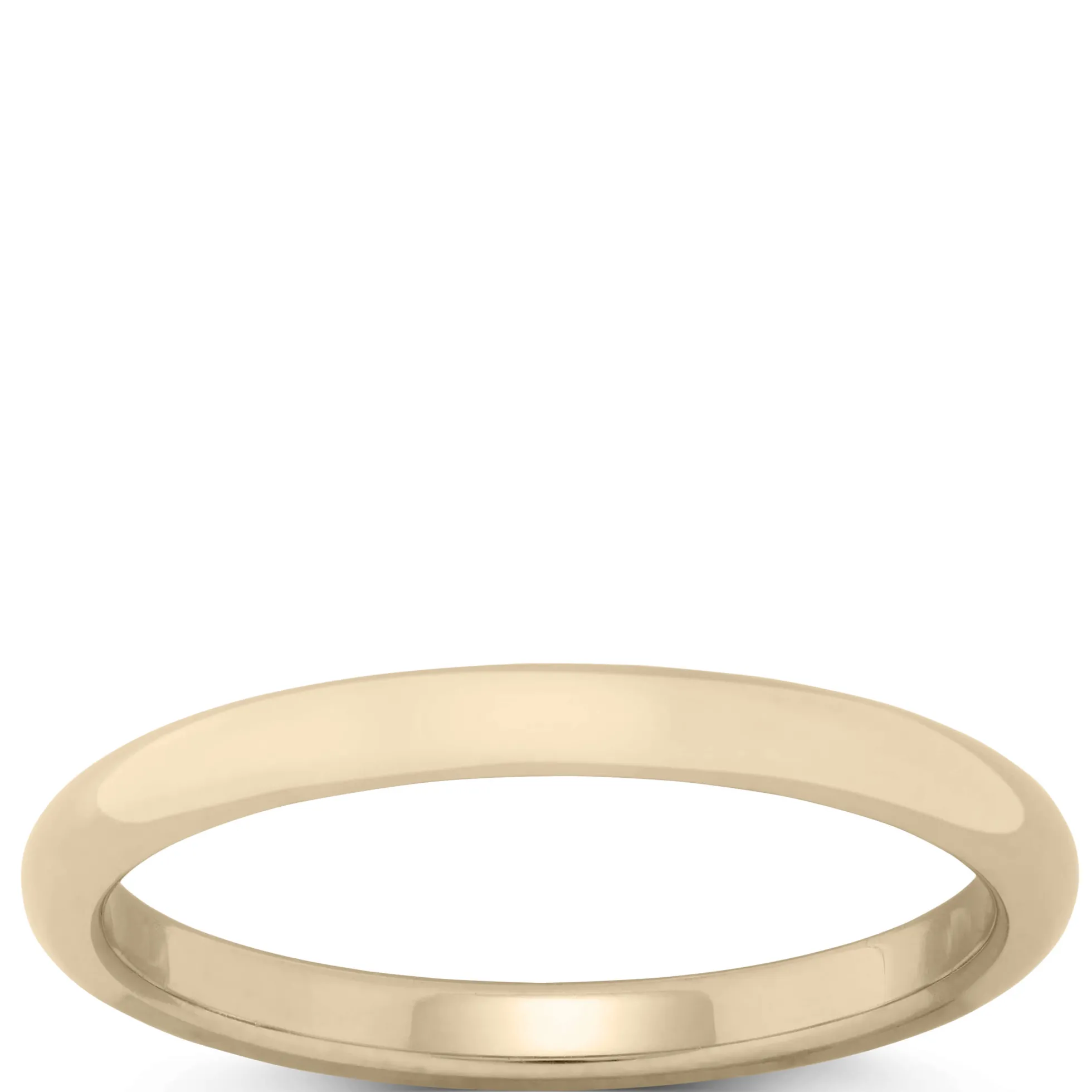 Yellow Gold Polished Rounded Comfort Fit 2mm Band 14K