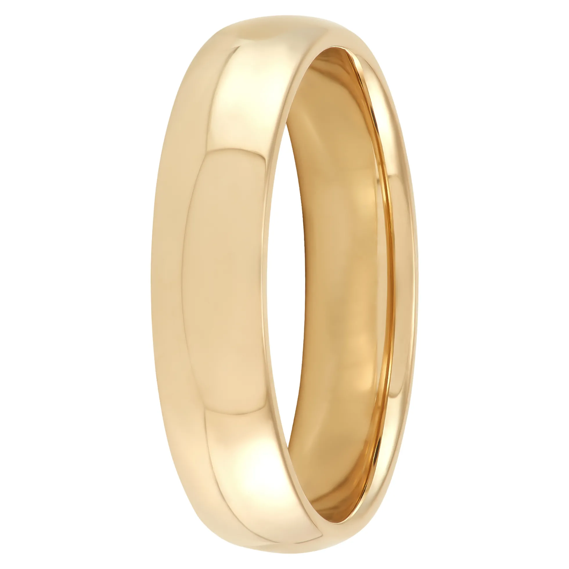 Yellow Gold Polished Rounded Comfort Fit 5mm Band 14K