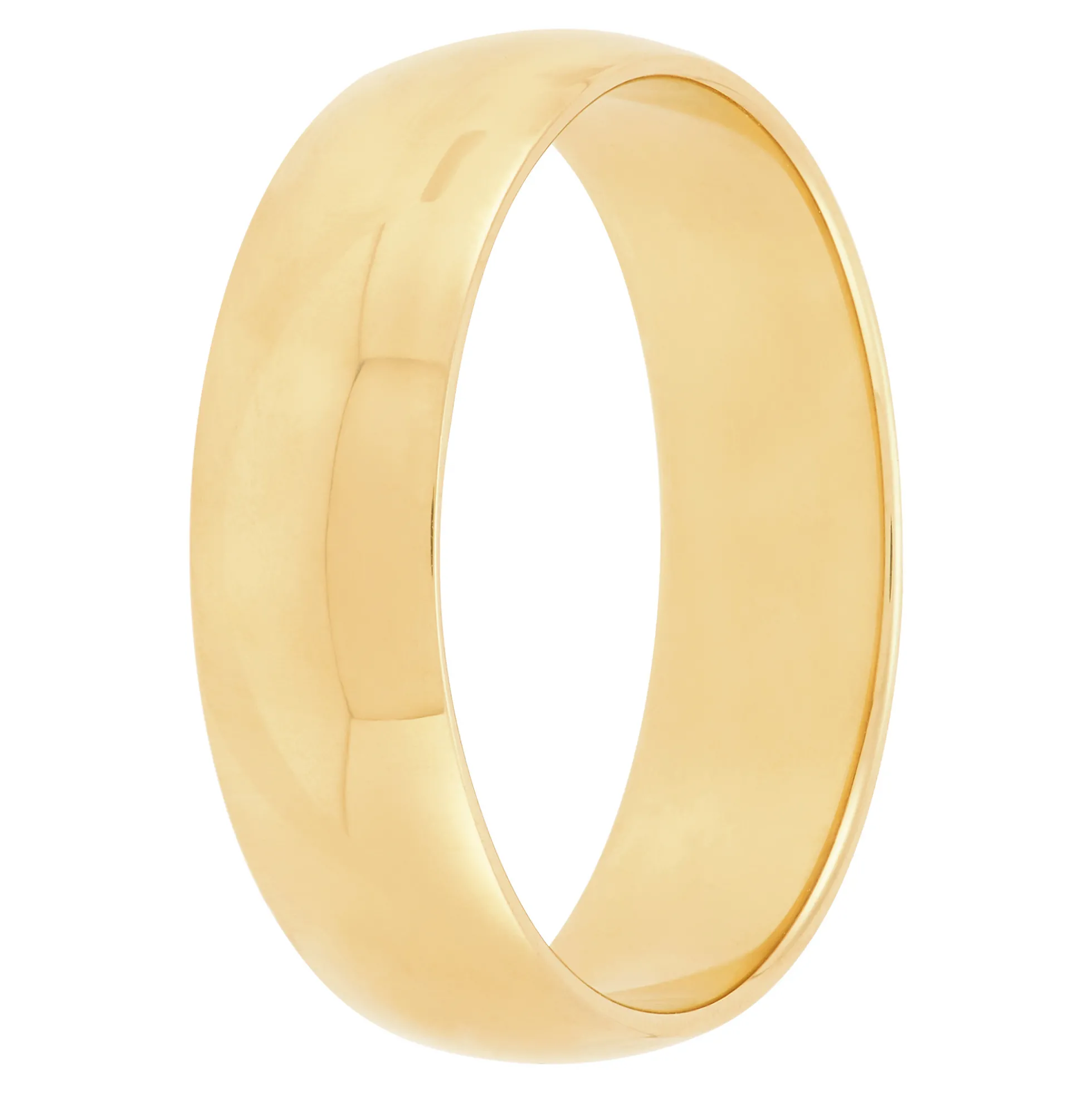 Yellow Gold Polished Rounded 6mm Band 18K