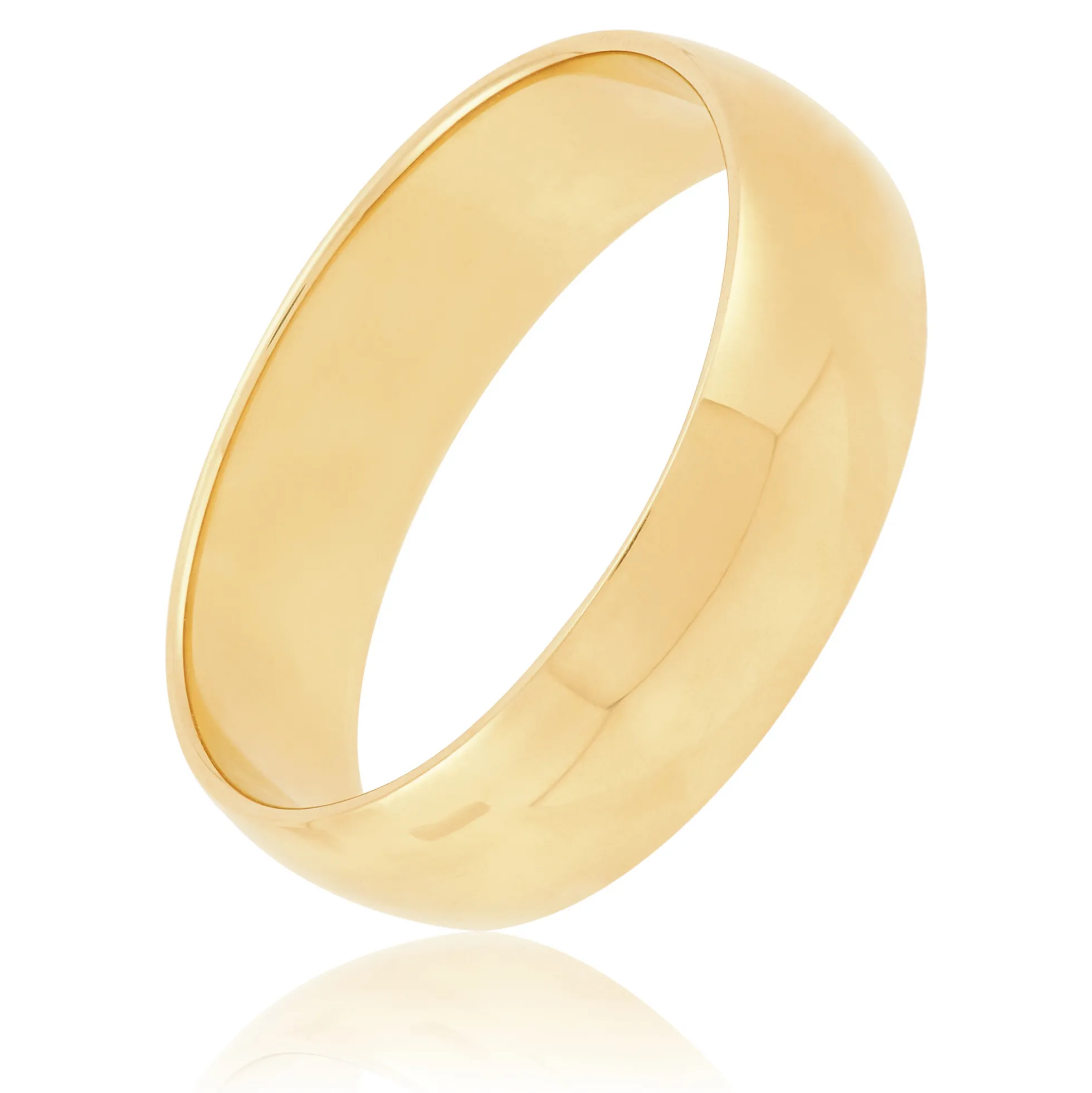 Yellow Gold Polished Rounded 6mm Band 18K