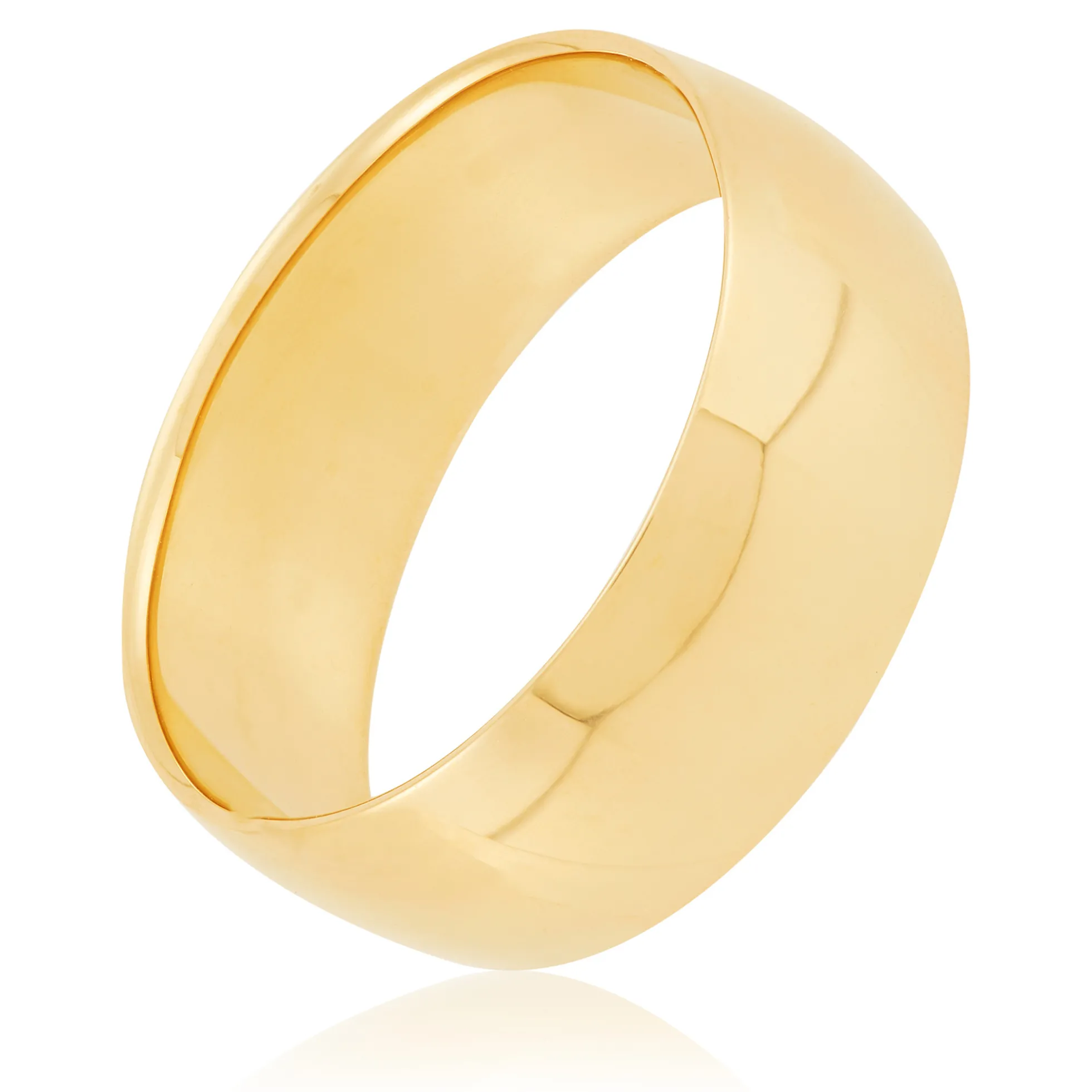Yellow Gold Polished Rounded 8mm Band 14K