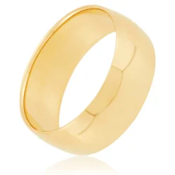 Yellow Gold Polished Rounded 8mm Band 18K