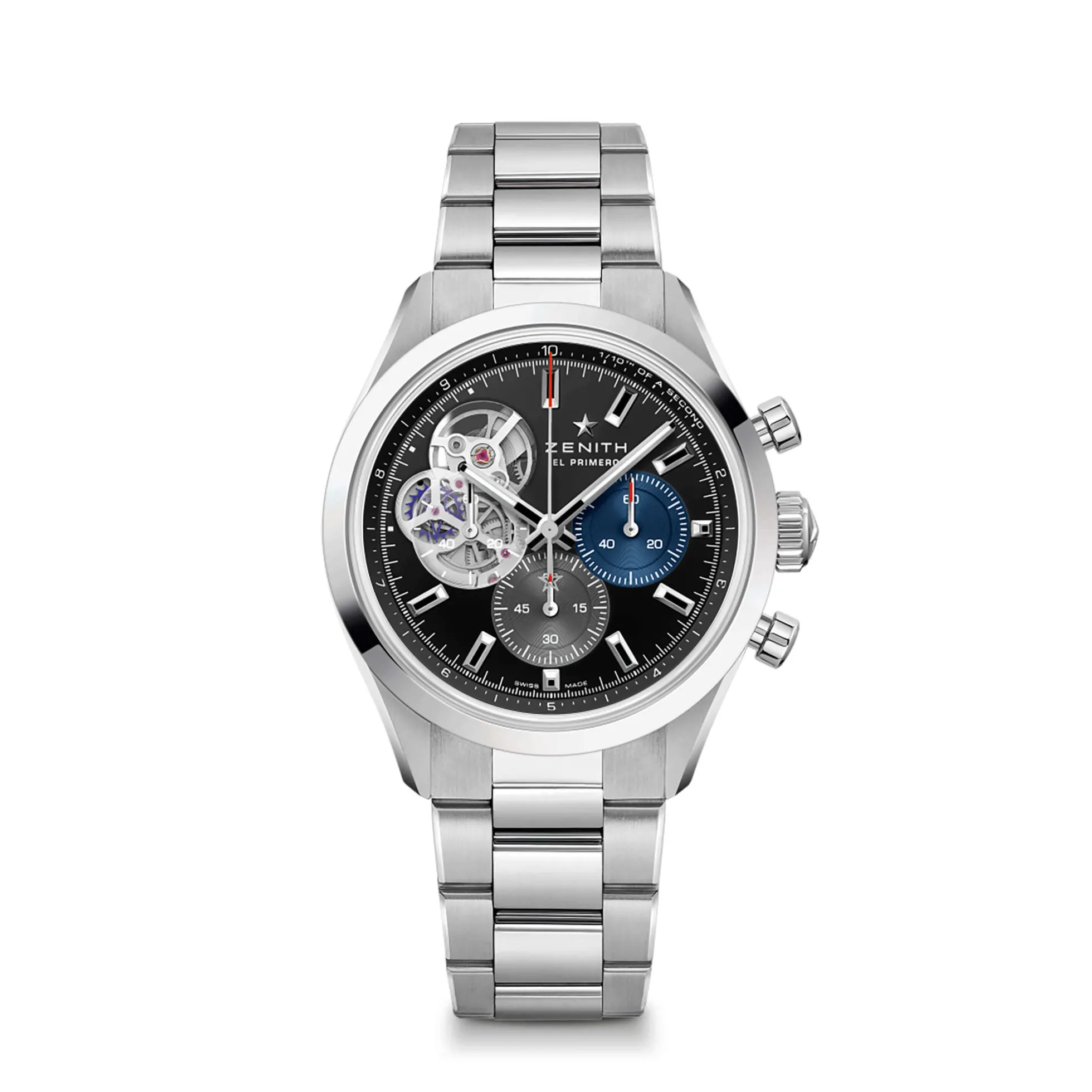 Zenith CHRONOMASTER Open Watch Black Dial Steel Bracelet, 39.5mm