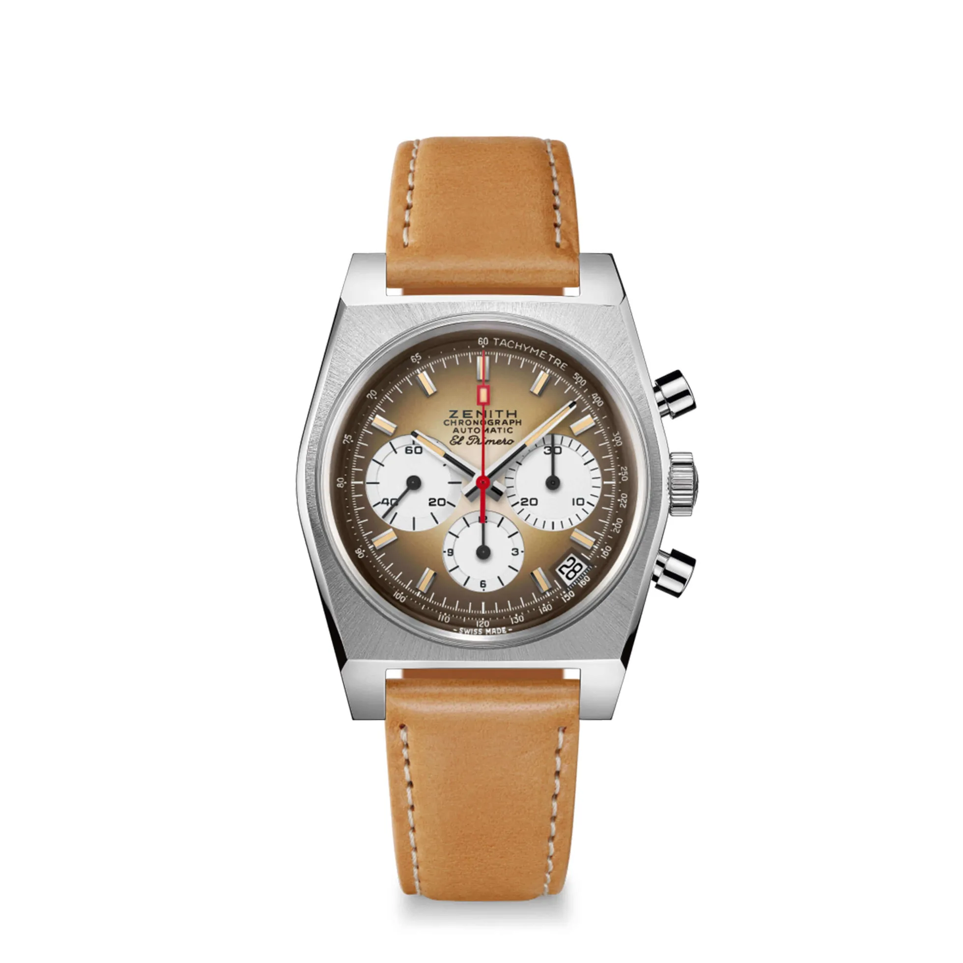 Zenith CHRONOMASTER Revival El Primero A385 Watch Brown Dial Brown Leather Strap, 37mm