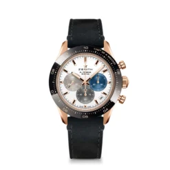 Zenith CHRONOMASTER Sport Watch White Dial Black Leather Strap, 41mm