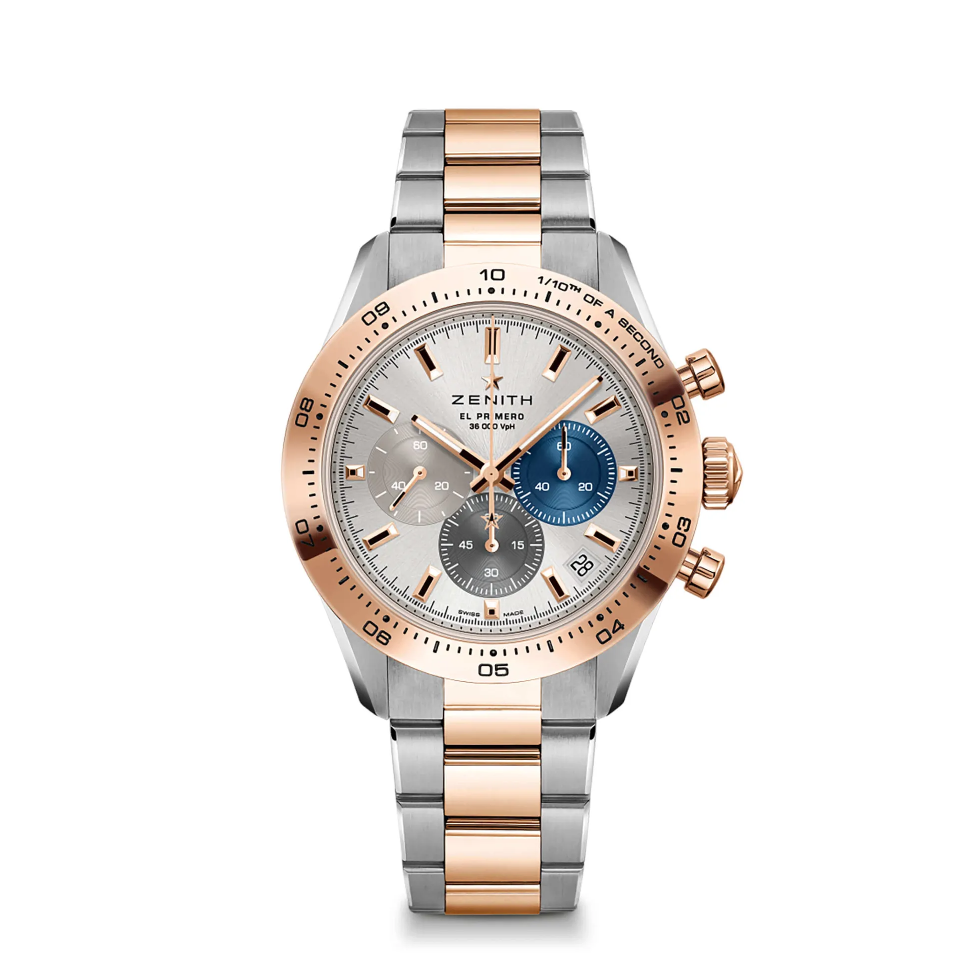 Zenith CHRONOMASTER Sport Watch Silver Dial Rose Gold and Steel Bracelet, 41mm