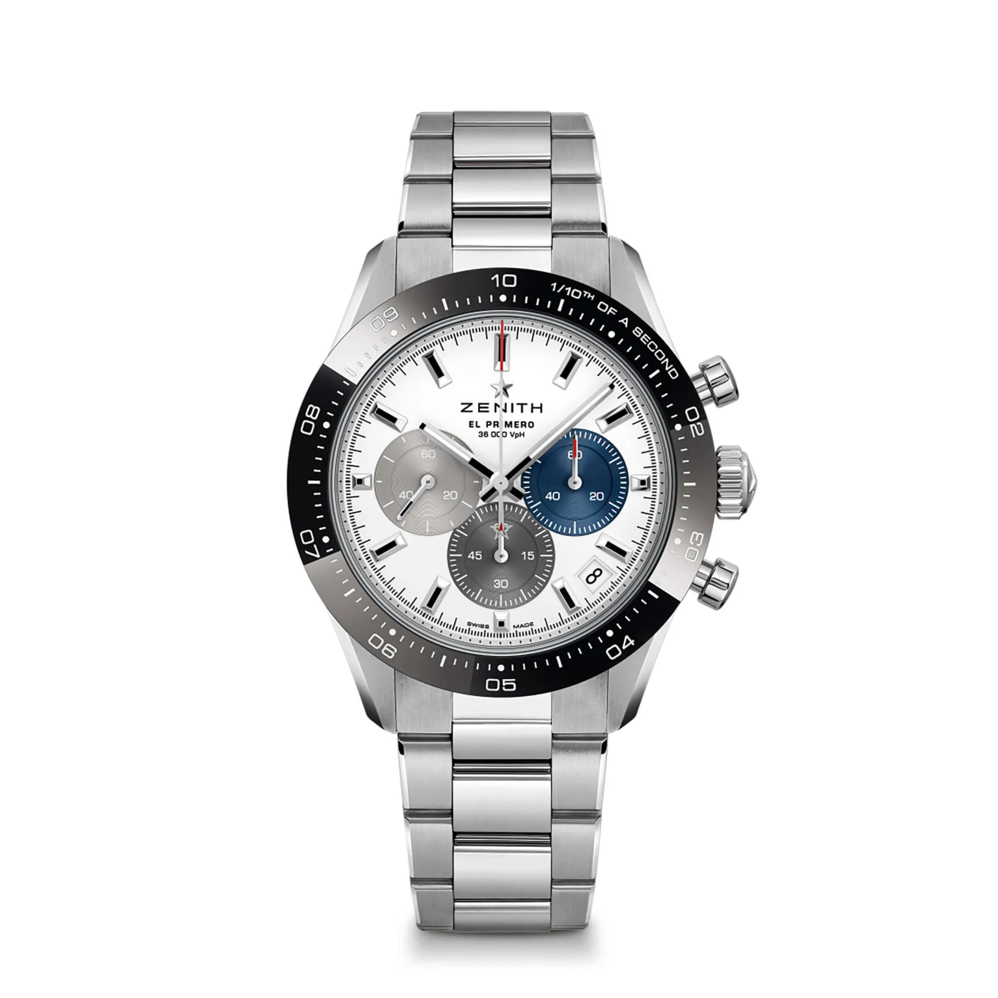 Zenith CHRONOMASTER Sport Watch White Dial Steel Bracelet, 41mm