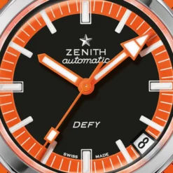 Zenith Defy Revival Black and Orange Dial Watch, 37mm