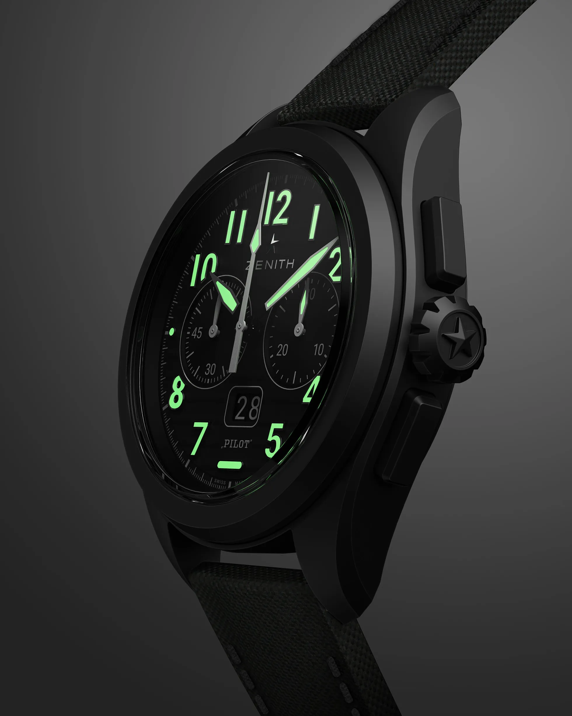 Zenith Pilot Big Date Flyback Black Dial Watch, 42.5mm
